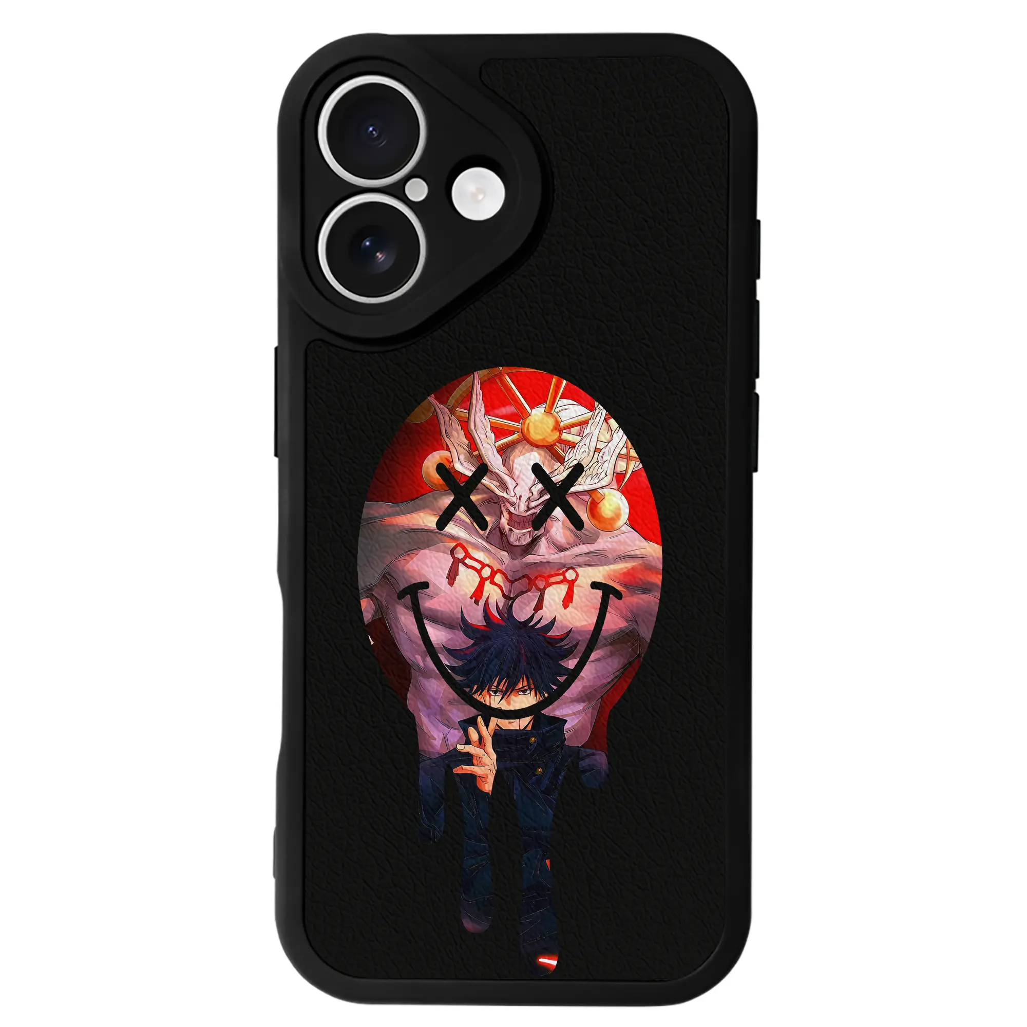 呪術廻戦 グッズ,伏黒 恵 - IPhone 16シリーズ対応 ・ シリコンスマホケース ・ レザー調 ・ 高精度フィット ・ 耐衝撃 ・ ワイヤレス充電対応 ・ 精密カット